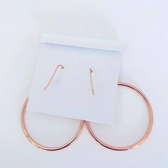 NWOT Tory Burch Rose Gold T Logo Hoop Earrings - Picture 4 of 5
